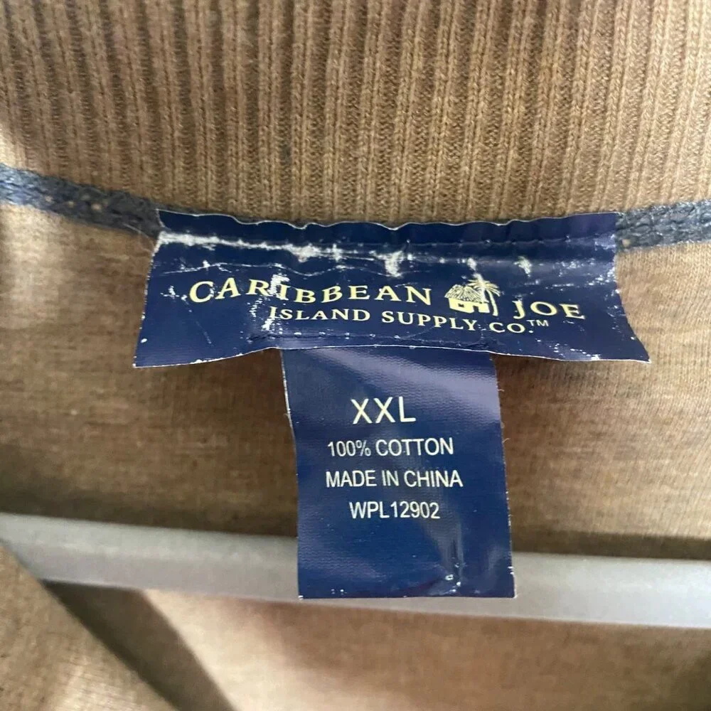 Caribbean Joe Quarter-Zip Sweater Mens XXL Gray 100% Cotton Preppy Pullover Goin